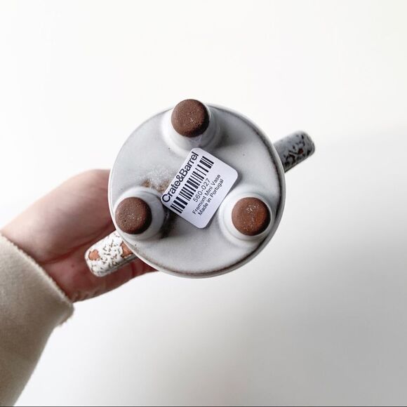 Crate & Barrel Mini Textured White Vase Double Handle Pottery Decor Small - Picture 7 of 9